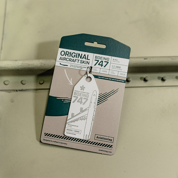 Aviationtag 限量國泰航空Boeing 747 B-HUJ 退役飛機書籤/鎖匙扣/行李牌